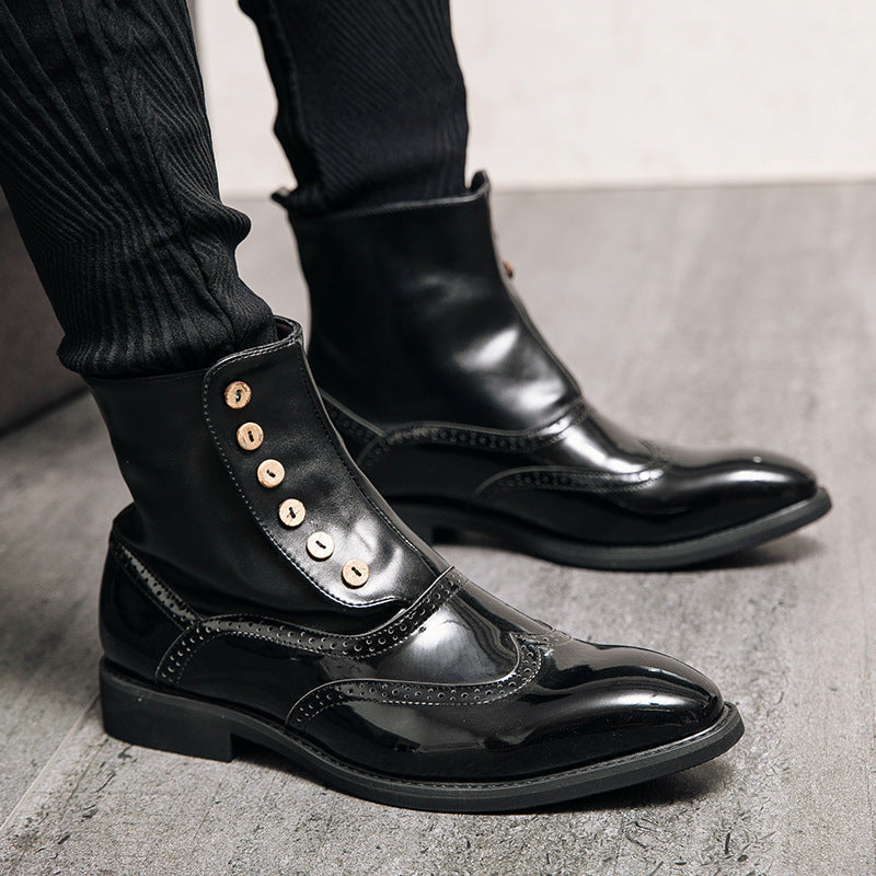 Damen Stiefeletten Lackleder Elegant Schnürsenkel Schwarz - BerlinGlamour