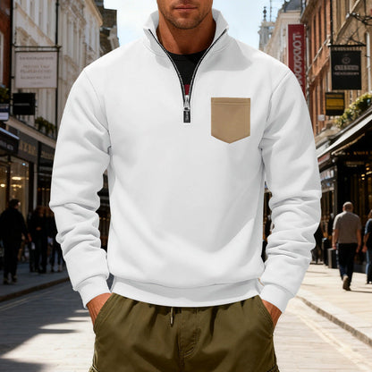 Moderner Herren Sweatshirt mit Reißverschluss und Tasche