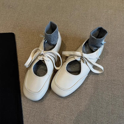 Damen Ballettschuhe Elastisch Knöchelschutz Schleifenverschluss Elegante Mode