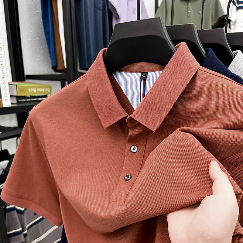 Herren Polohemd Kurzarm Elegantes Piqué-Hemd Mit Knöpfen