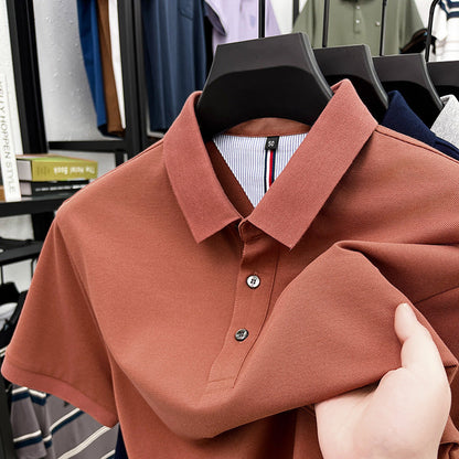 Herren Polohemd Kurzarm Elegantes Piqué-Hemd Mit Knöpfen