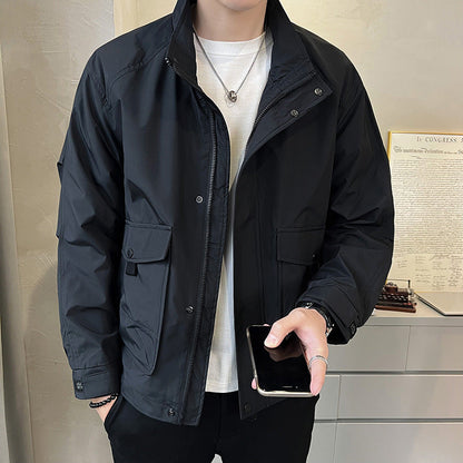 Herren Feldjacke Modern mit Taschen und Verstellbarem Kragen - BerlinGlamour