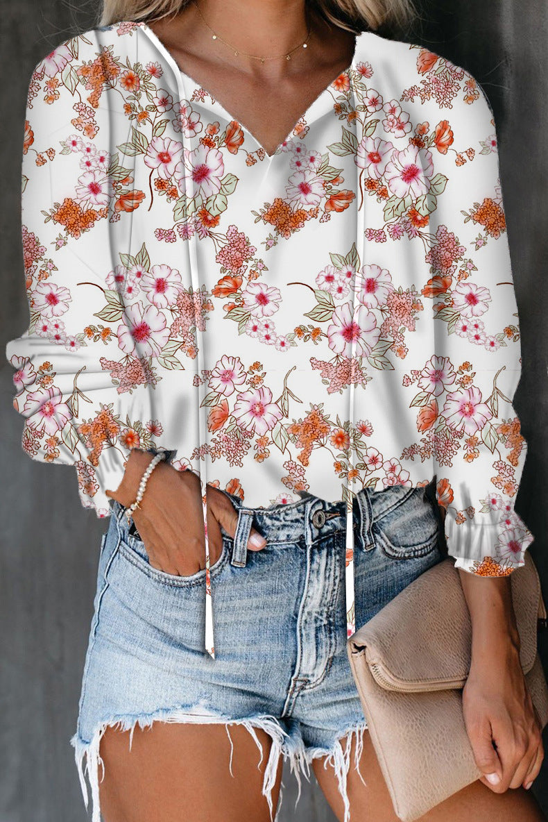 Damen Bluse Top Tierdruck Ärmel Fransen Modern