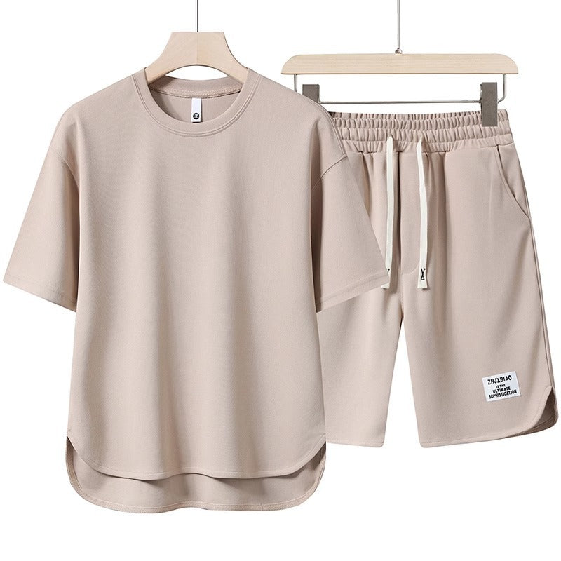 Klassisches Unisex T-Shirt Shorts Set mit Taschen Elastisch - BerlinGlamour