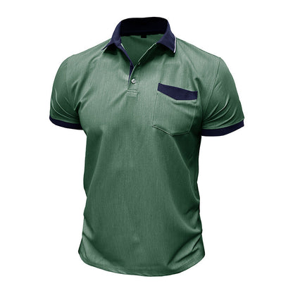 Herren Polohemd Modern Denim Blau Kontrastkragen