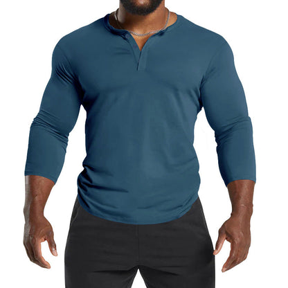 Herren Henley-Shirt Langarm atmungsaktiv Baumwolle Berlin Style