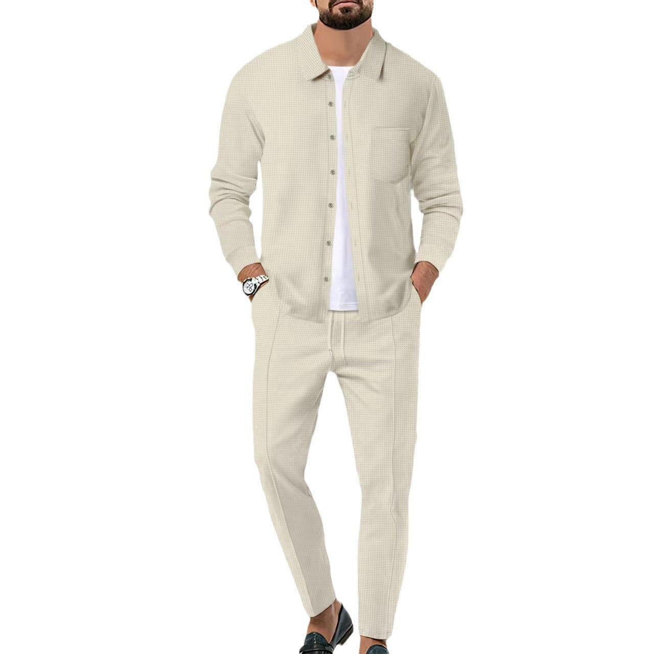 Herren Freizeitzweiteiler Modern Knopfdesign Elegant