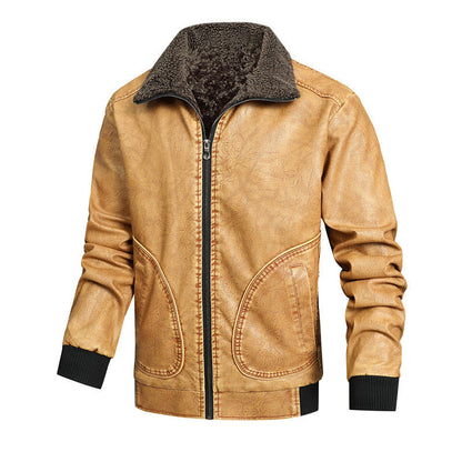 Herren Lederjacke Vintage Style Warm Fleece Innenausstattung
