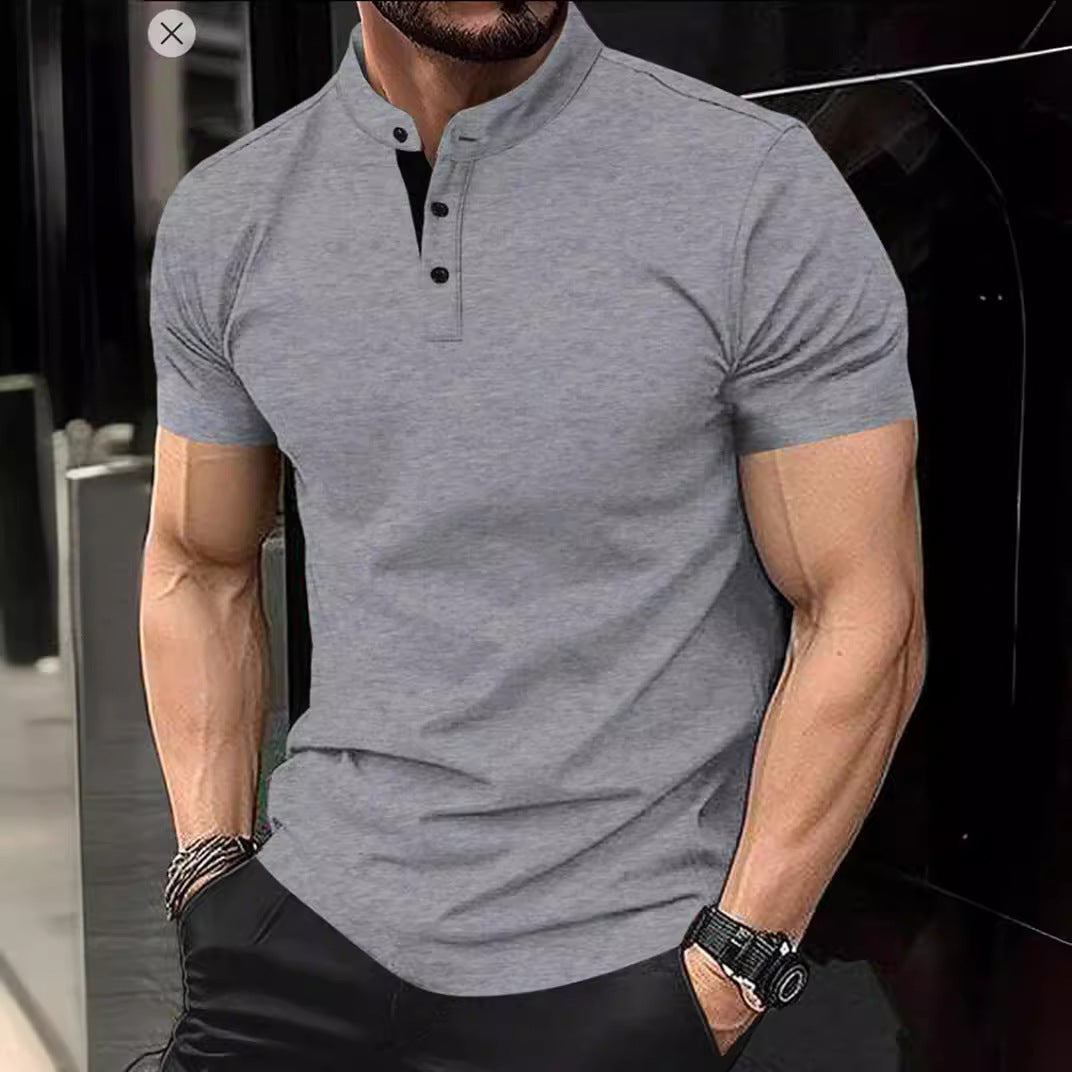 Herren Polohemd Kurzarm Elegantes Stehkragen - BerlinGlamour
