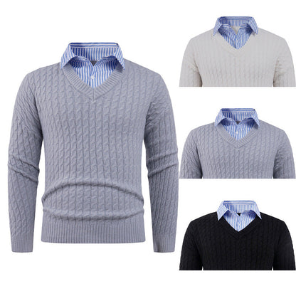 Herren Strickpullover V-Ausschnitt Fein Gestrickt Elegant - BerlinGlamour