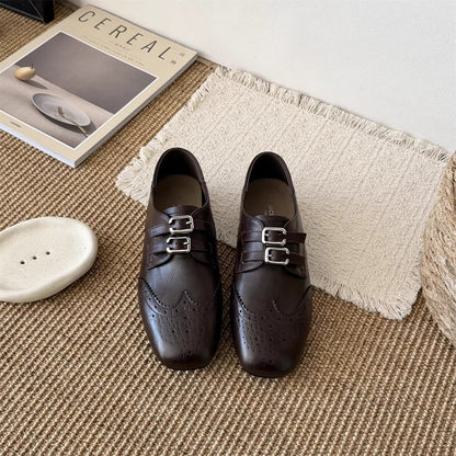 Damen Schnürschuhe Elegante Perforiert mit Doppelschnalle