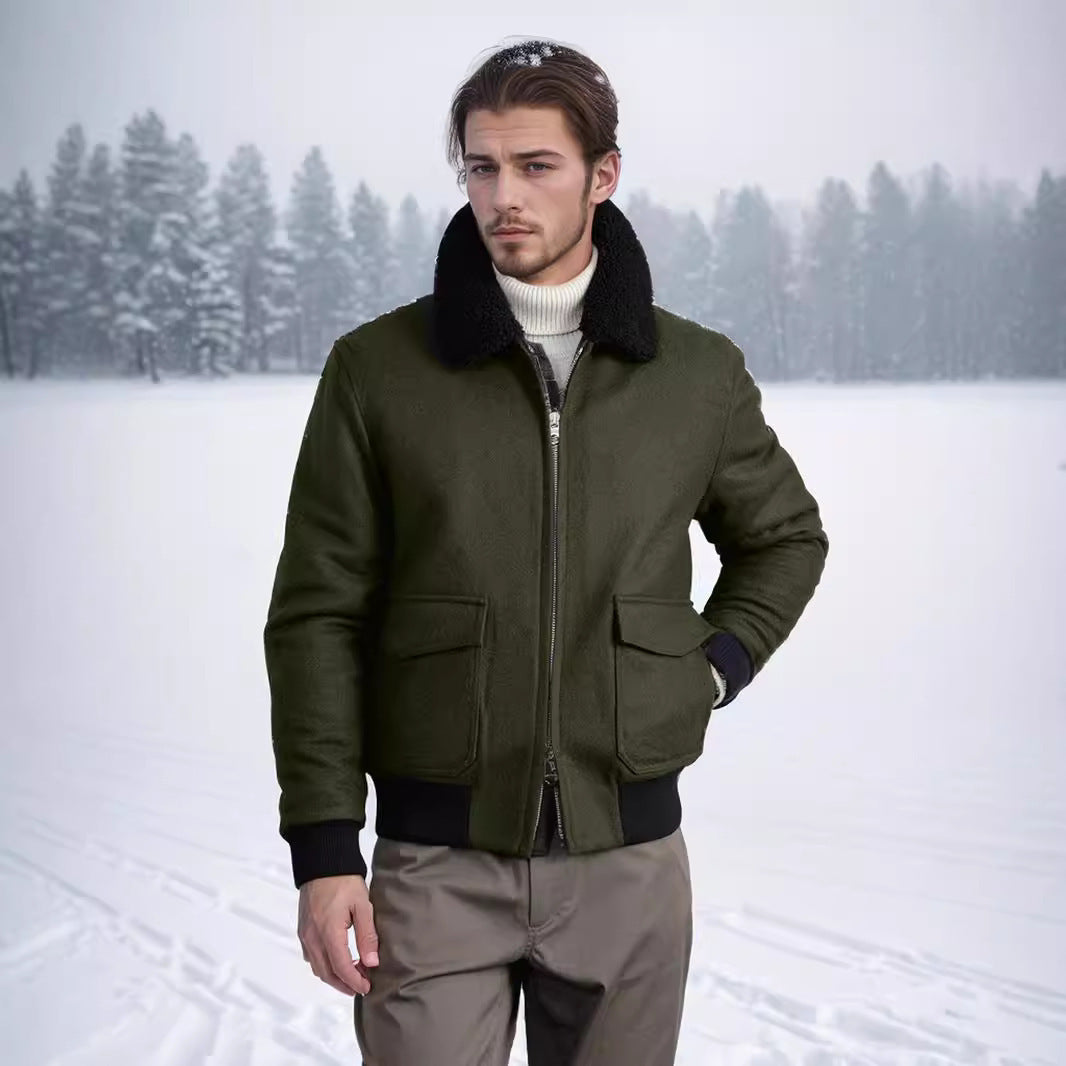 Herren kuschelweiche Winterjacke mit Teddykragen und aufgesetzten Taschen BerlinGlamour. - BerlinGlamour