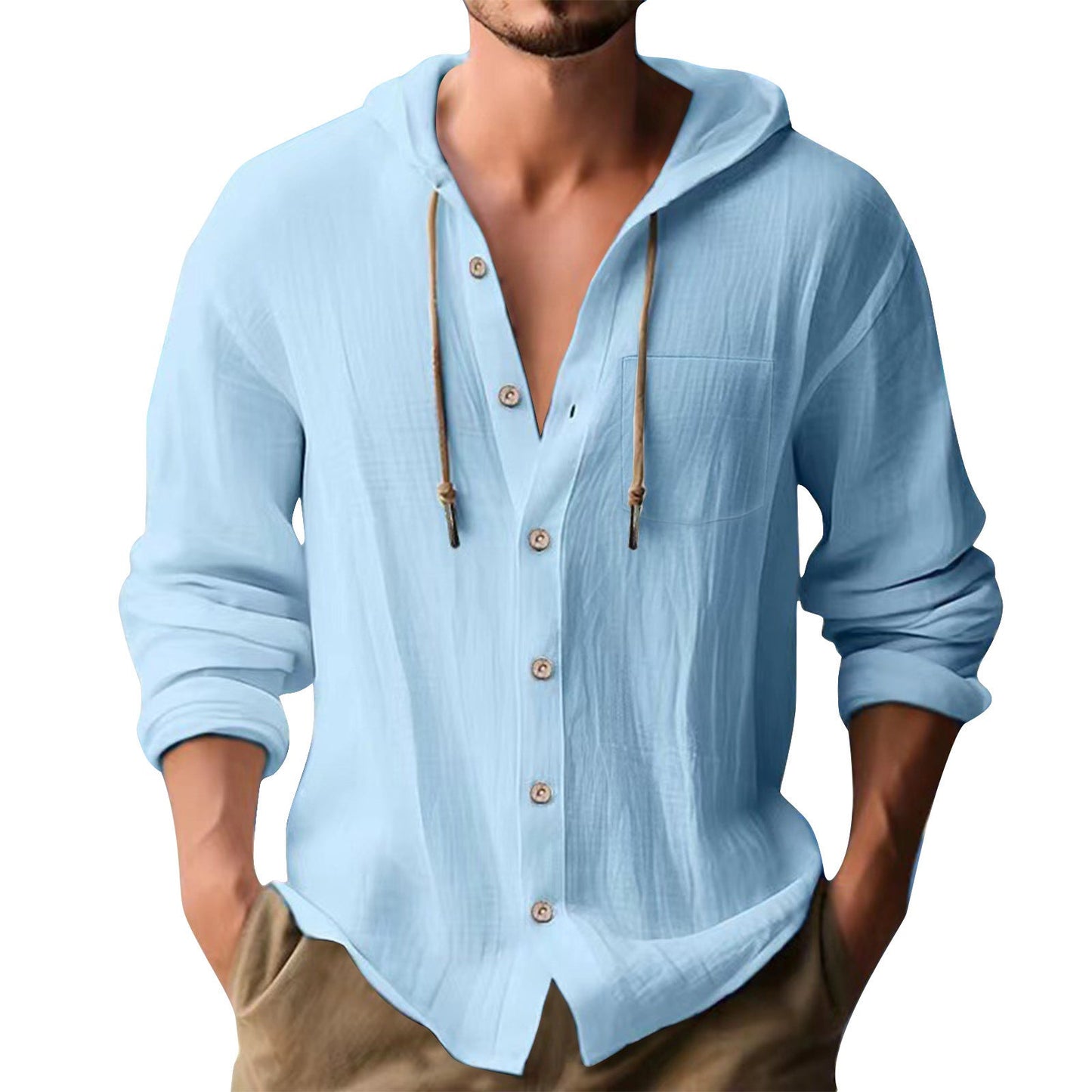 Herren lässiges Kapuzenshirt mit Knopfleiste und praktischen Taschen BerlinGlamour.