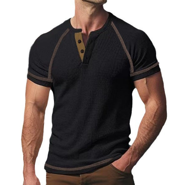 Herren Kurzarm-Shirt Modern mit Struktur und Kontrast