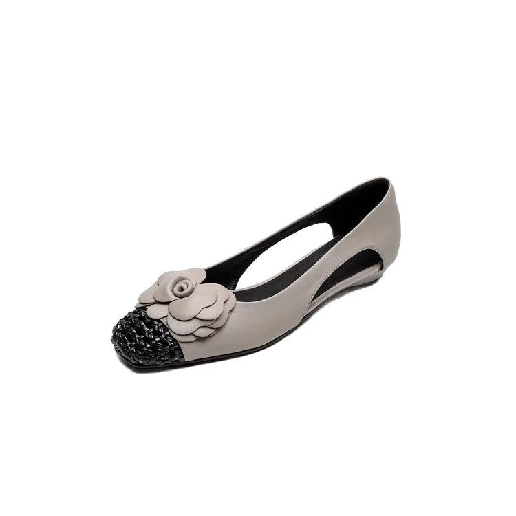 Damen Ballerina Schuhe Offen Fersen Floral Modisch