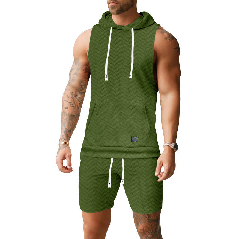 Herren Sportliche Hoodie Kurzarm Set Streetwear