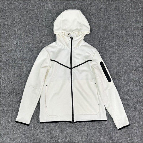Herren Fleecejacke Sportlich mit Kapuze und Reißverschlusstaschen