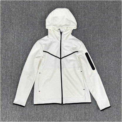 Herren Fleecejacke Sportlich mit Kapuze und Reißverschlusstaschen
