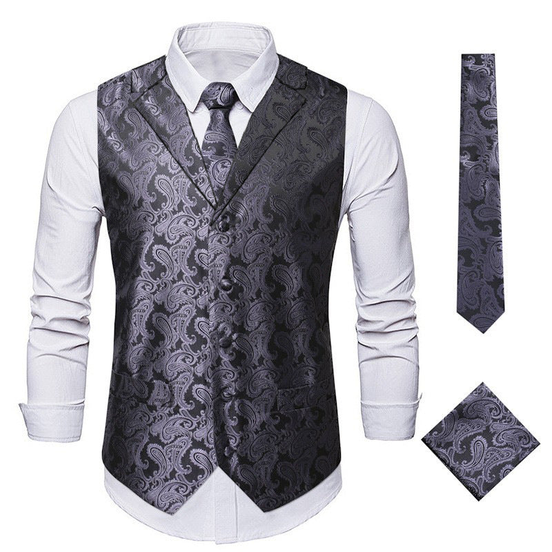 Elegante Herrenweste Paisley Muster Modern Schwarz