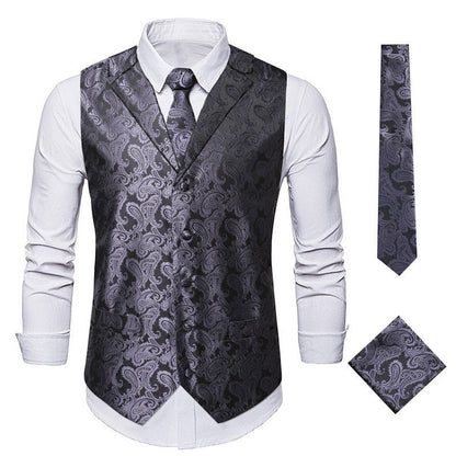 Elegante Herrenweste Paisley Muster Modern Schwarz