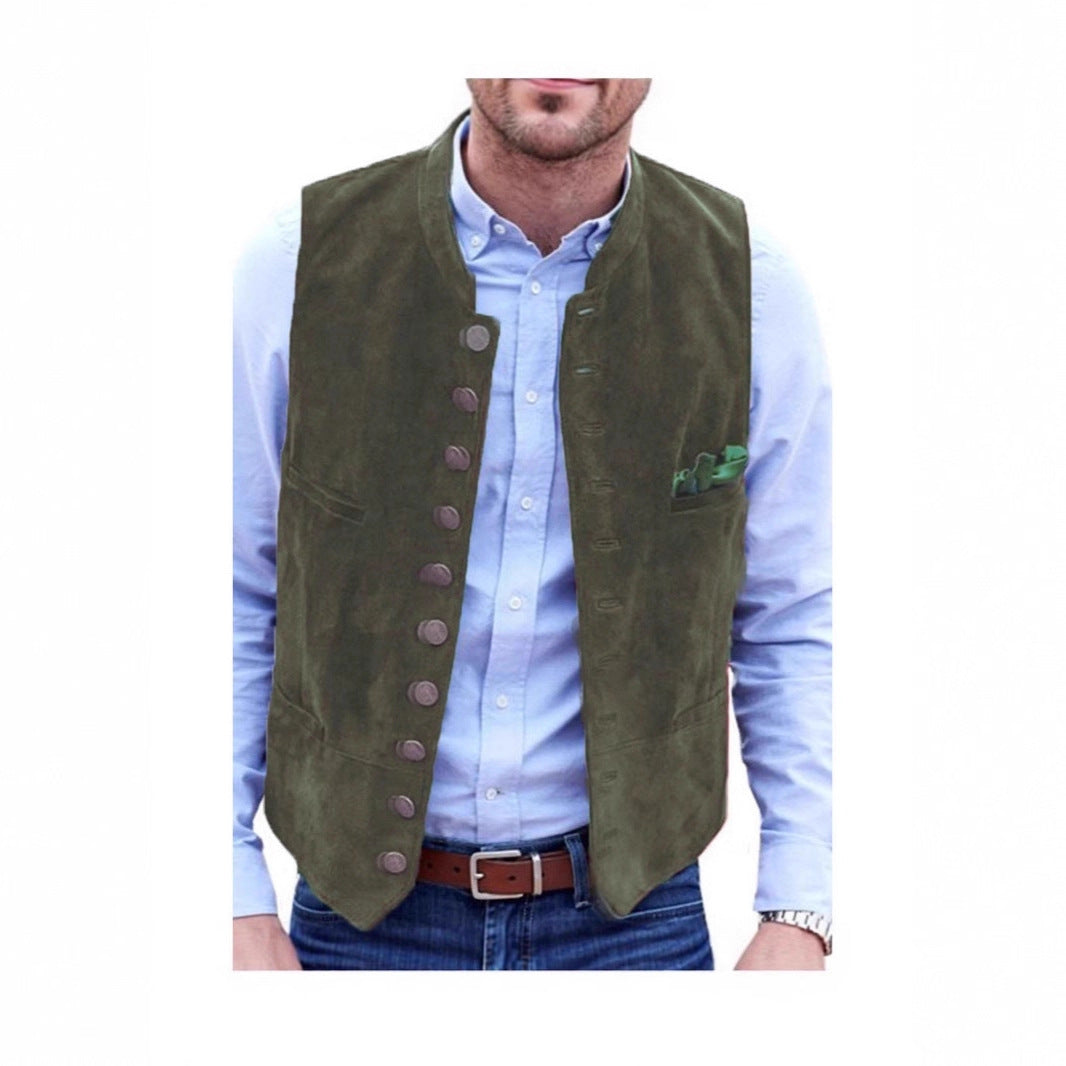 Lederweste Herren Elegant Wildleder Schwarz