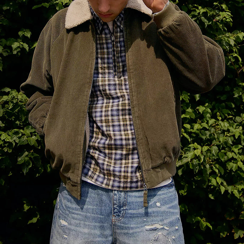Herren Cordjacke Mit Abnehmbarem Kragen Modern