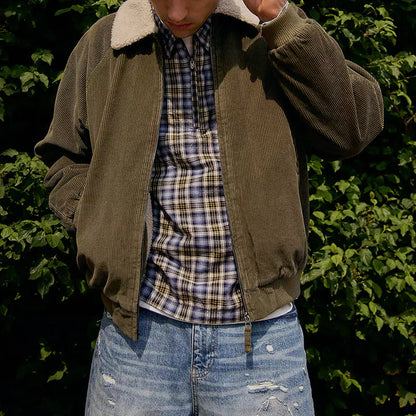 Herren Cordjacke Mit Abnehmbarem Kragen Modern