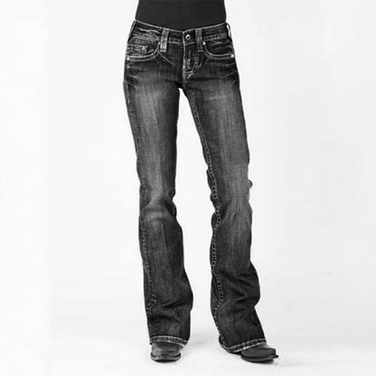 Damen Jeans Bootcut High Waist Elegant Slim Fit