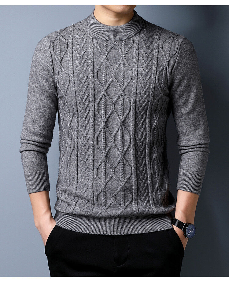 Herren Strickpullover mit Zopfmuster Grau Elegant