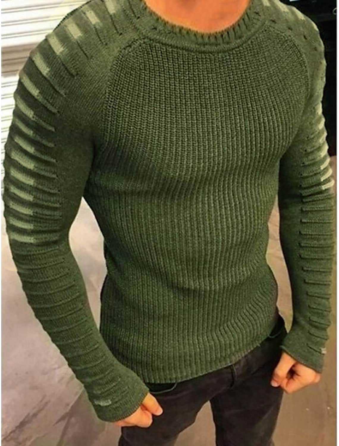 Herren Pullover Feinstrick Modern Kontraststreifen