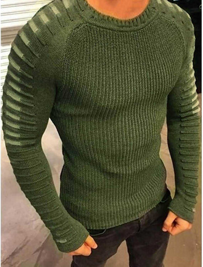 Herren Pullover Feinstrick Modern Kontraststreifen