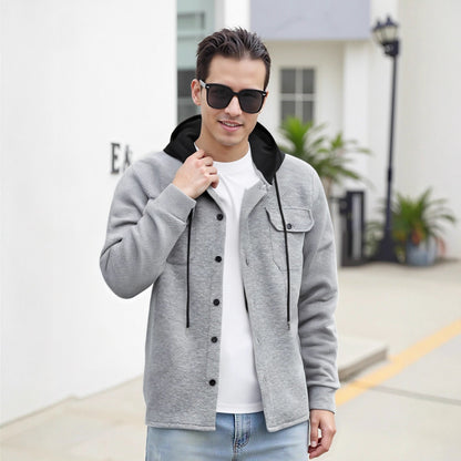 Herren Hybrid-Jacke Modern mit Abnehmbarer Kapuze und Taschen - BerlinGlamour