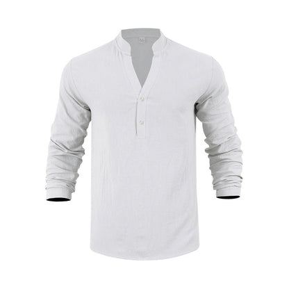 Herren Langarmshirt Bequem Lässig Knopfverschluss