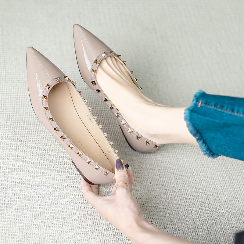 Damen Ballerinas Schuhe Elegante Nieten Modisch - BerlinGlamour