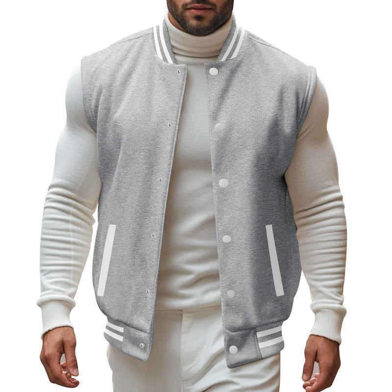 Herren Baseballjacke Sportlich Mit Taschen Kontrast