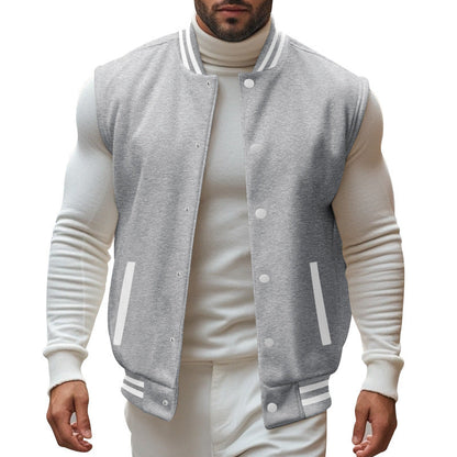 Herren Baseballjacke Sportlich Mit Taschen Kontrast