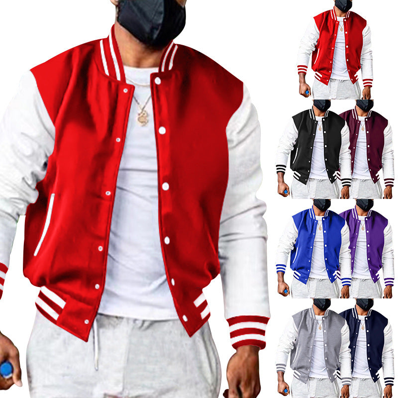 Herren Varsity-Jacke Farbblock mit Taschen Sportlich - BerlinGlamour