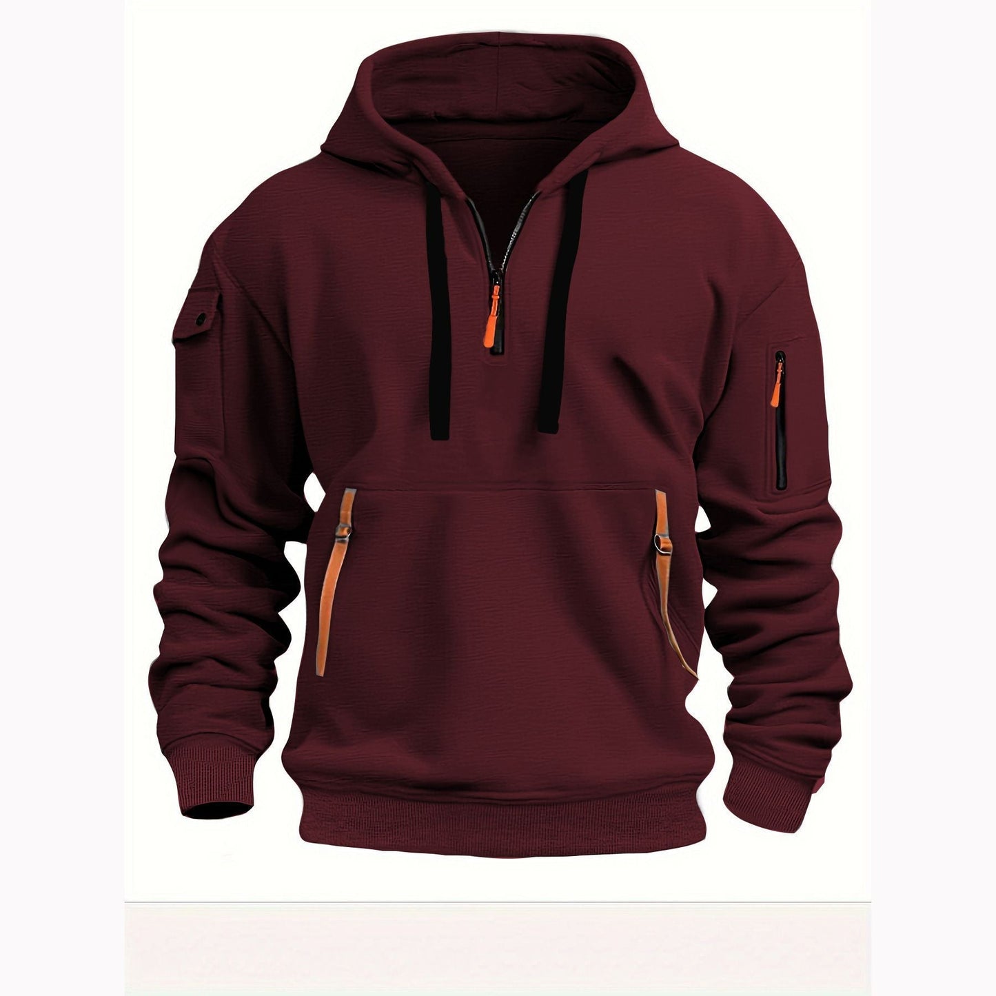 Herren Kapuzenpullover Funktional mit Taschen Schwarz