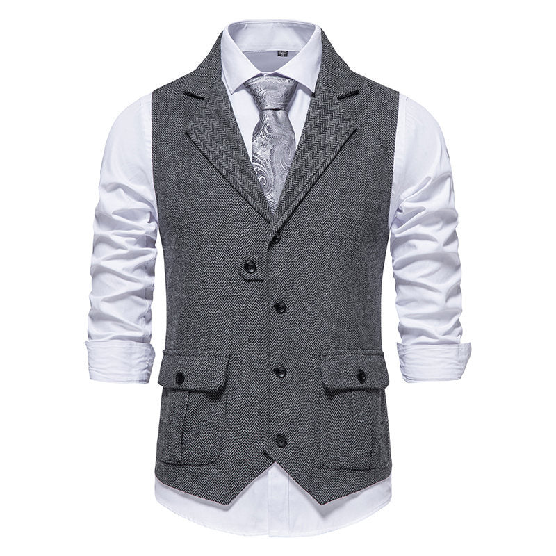 Herren Weste Elegant Strukturiert Hahnentritt Muster