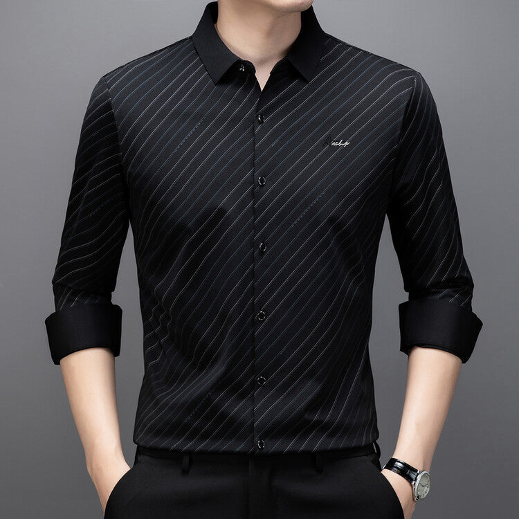 Herren Langarmhemd Modernes Streifenmuster Elegantes Design