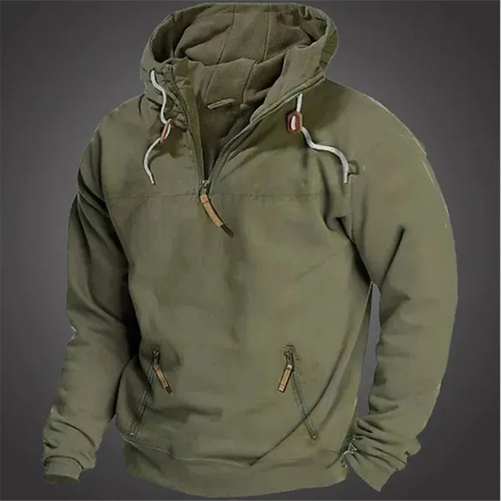 Herren Pullover Lässig Reißverschluss Kängurutasche Größe XL