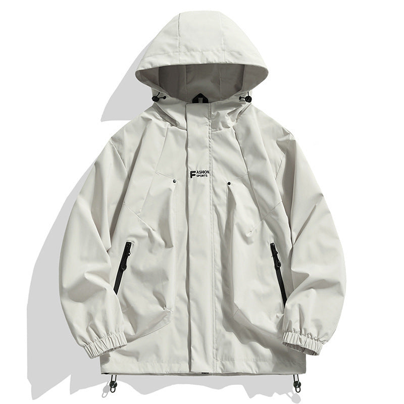 Herren Sportjacke Wasserfest Verstellbare Kapuze Funktionsshirt