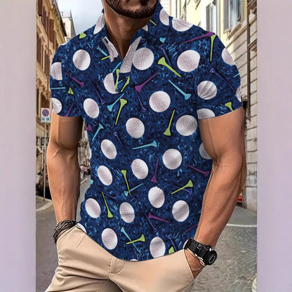 Herren Polohemd Golf Motiv Modern Trendig - BerlinGlamour
