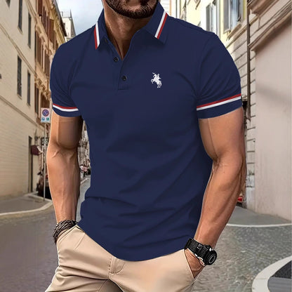Herren Poloshirt Sportlich Modern Kontraststreifen - BerlinGlamour