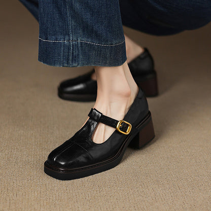 Elegante Damen Mary Janes Schuhe Hochwertig Leder