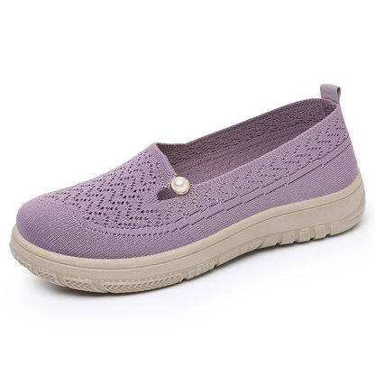Damen Slip-On Schuhe Elegantes Design Perlenschmuck