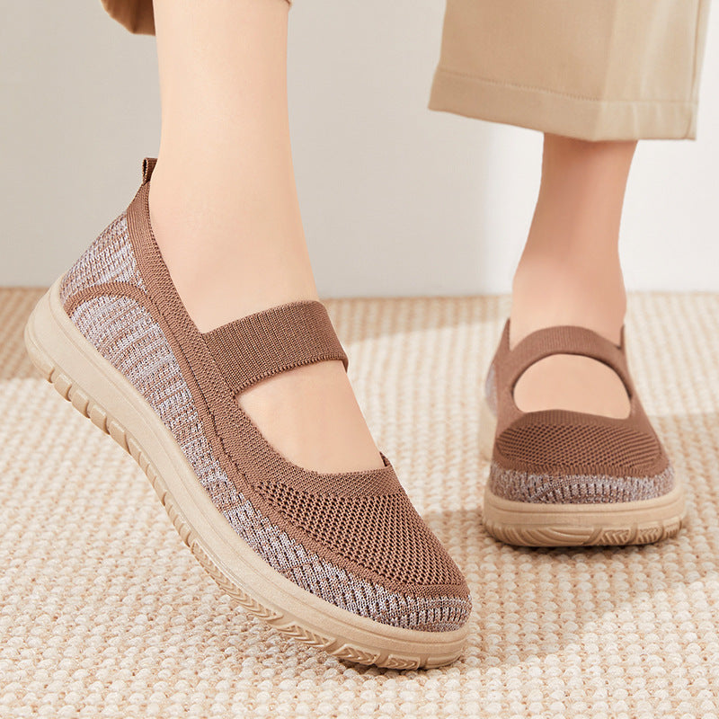 Damen Sneaker Bequem Atmungsaktiv mit Elastik
