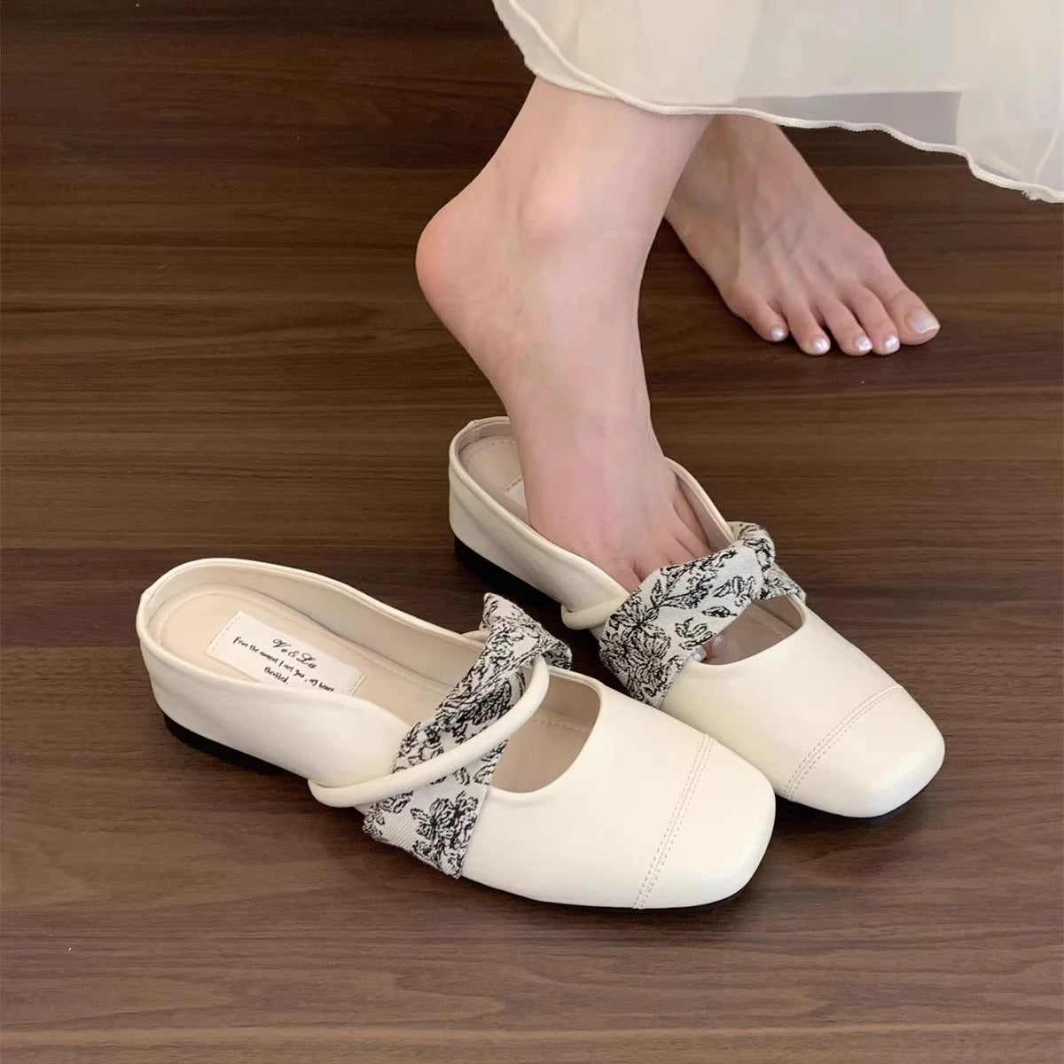 Damen Slingback Schuhe Bequem Floralmuster Riemen