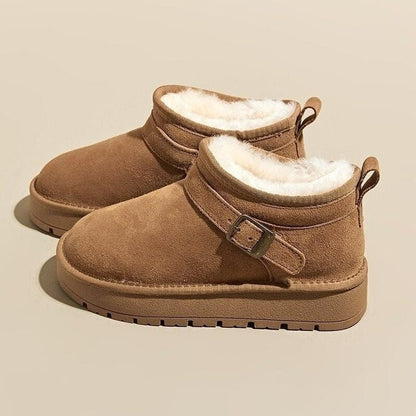 Damen Stiefeletten Weich Kuschelig Mit Schnalle - BerlinGlamour