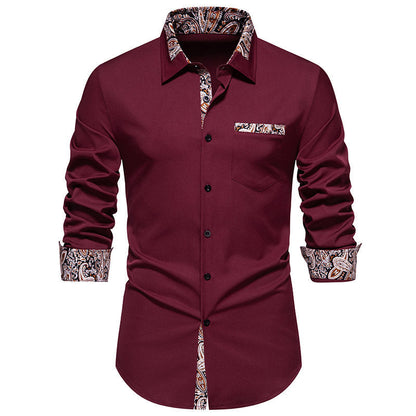 Herren Langarmhemd Modern Paisley Muster Eleganz